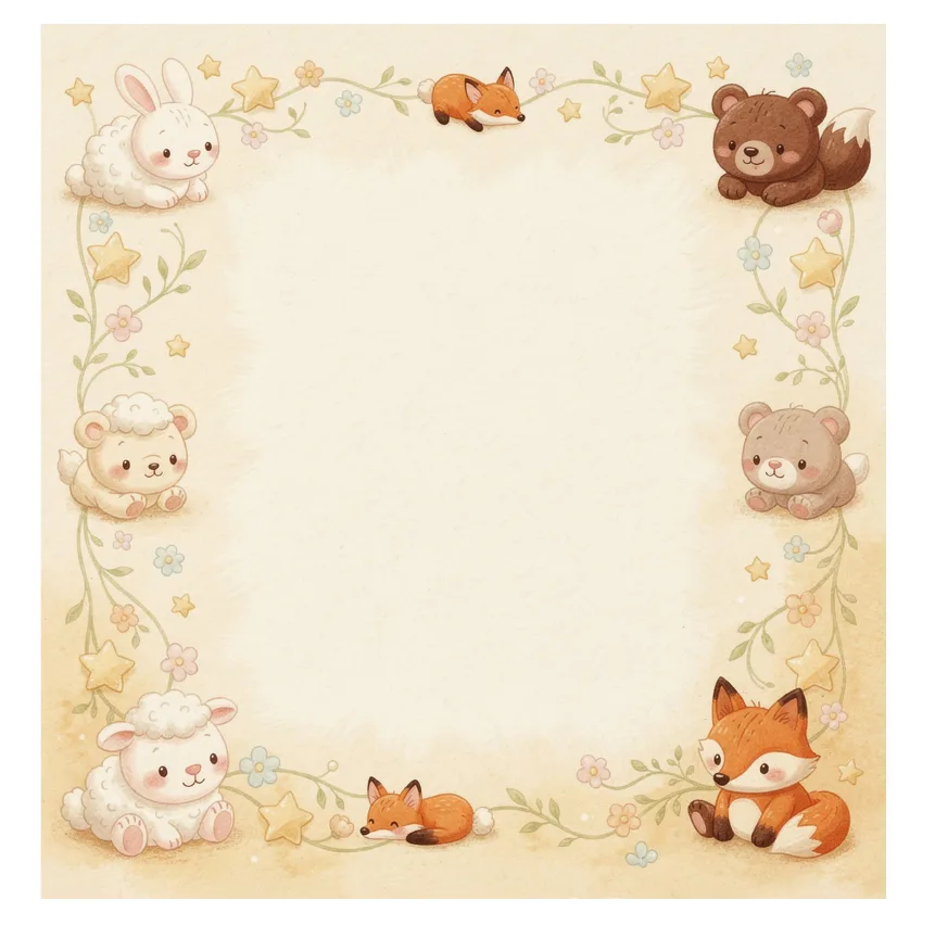 Decorative border motif with children's animals