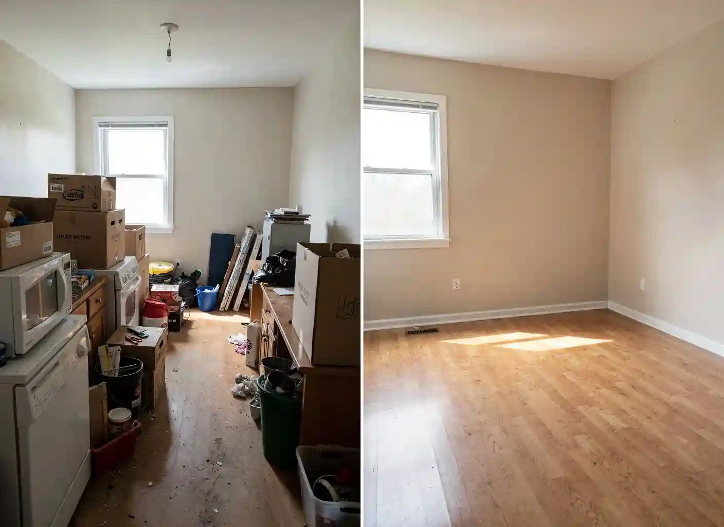 Room cleanout before and after