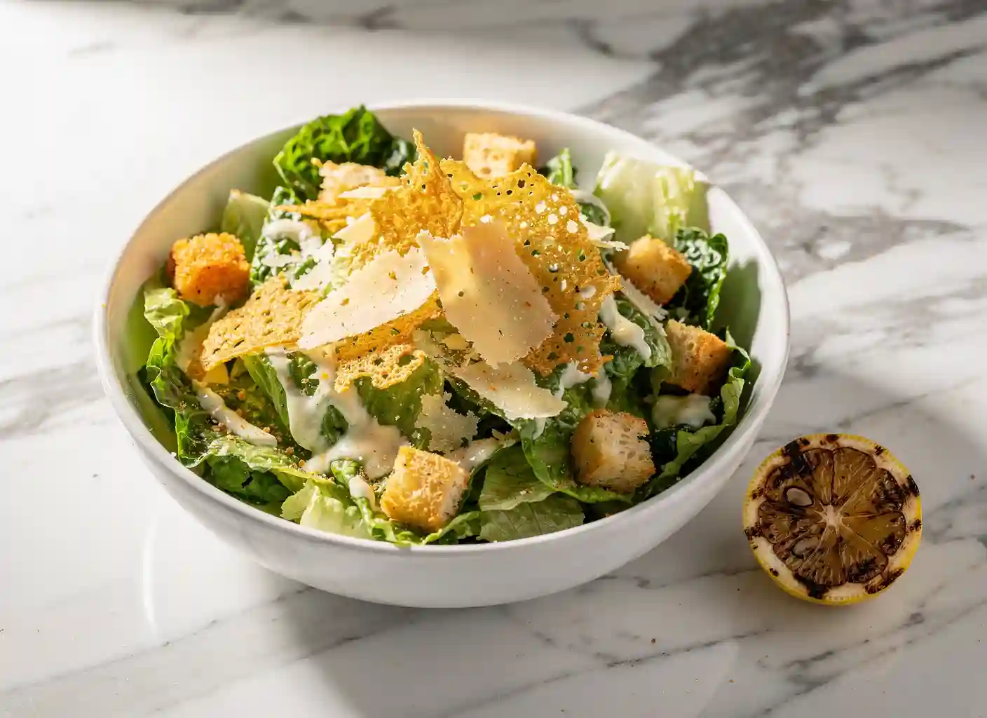 Classic Caesar salad with parmesan crisps